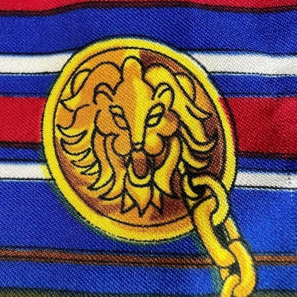 Vintage Triminghams Bermuda 100% Silk Scarf 32” X  34” Equestrian and Lion Gold - Picture 3 of 13